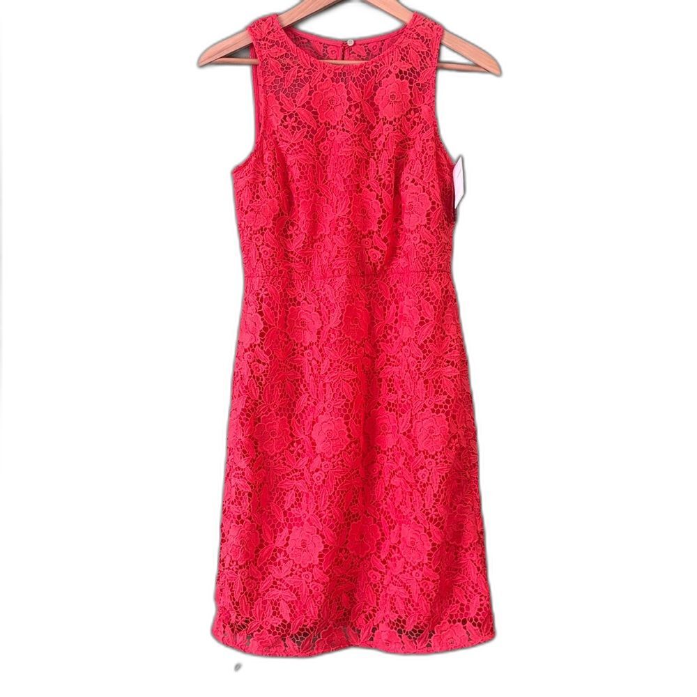 NWT J. Crew Collection Poppy Coral Floral Lace Sheath Dress Sz 6 - Picture 2 of 9